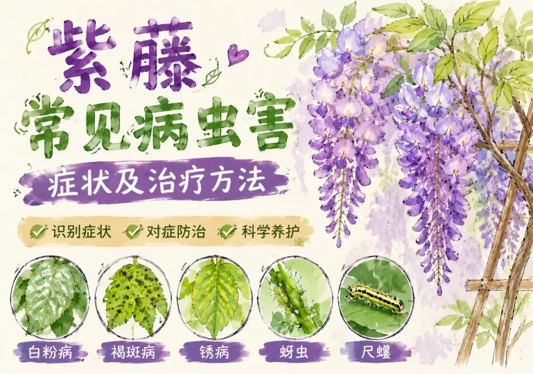 紫藤常见病虫害症状及治疗方法-贰捌植场