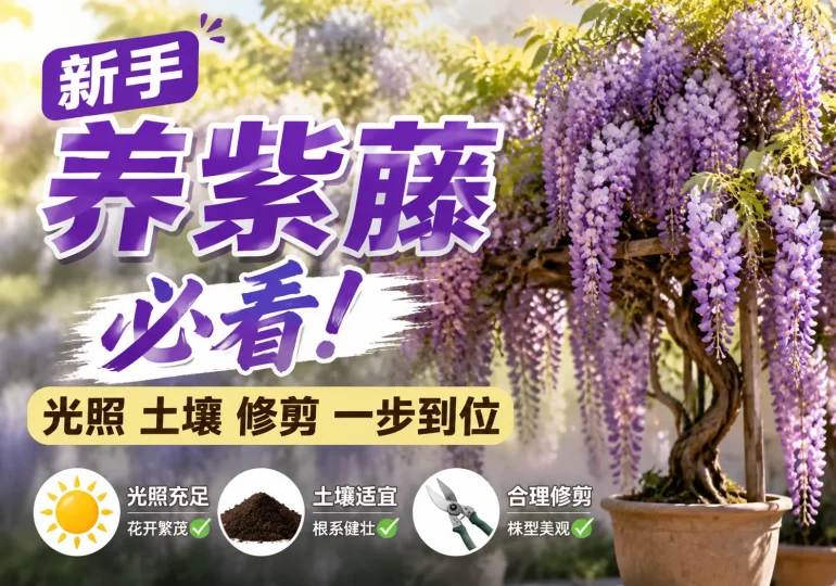 新手养紫藤必看，光照土壤修剪一步到位-贰捌植场