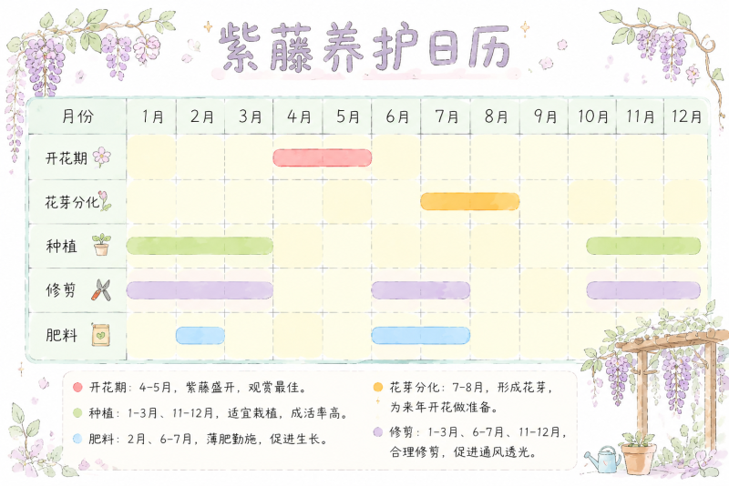 紫藤全年养护日历(新手必看)-贰捌植场